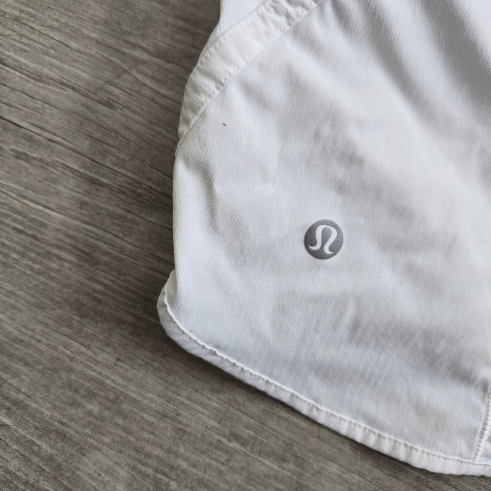 Lululemon Track That Shorts Women 6 White High Rise Smocked Waist Running Gym - Picture 6 of 9